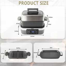 Multikoker met Airfryer - Elektrische Pan - Veelzijdig Koken - 8-in-1 Functionaliteit - 4.25 Liter - Zilver — thumbnail 2