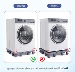 Verstelbaar onderstel voor wasmachine en droger met 12 poten, antislip en schokdemping, hoogte 45-68 cm, ideaal voor stabiliteit en bescherming — thumbnail 4