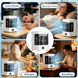 Mini Aircooler – 5-in-1 Luchtkoeler met Bevochtiger & Timer – USB Ventilator – 375ml – Draagbaar – voor Bureau & Slaapkamer — thumbnail 3
