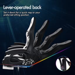 Gamestoel, 12 RGB LED-kleurenafstandsbediening, armleuningen met schuifrail, intrekbare voetsteun, B-punt massage verstelbaar kussen — thumbnail 5