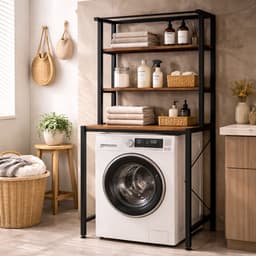 MeubelsvanJoep wasmachine ombouw rek zwart 178 x 60 x 70 cm - Wasmachine rek met opbergruimte zwart - Wasmachine rek bovenlader zwart - Wasmachine rek voorlader zwart - Toilet kast - Wc meubel - Wc kast — thumbnail 2