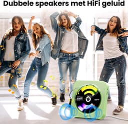 Discman - Walkman - Draagbare CD Speler met Bluetooth - Ingebouwde Speaker - Inclusief Afstandsbediening - Radio - Timer - Groen — thumbnail 5