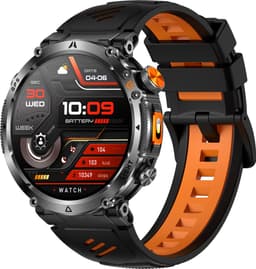 Knobbout GPS Smartwatch 1.7" (4,3 cm) met LED Zaklamp – 850mAh Batterij | IP68 Waterdicht | Kompas, Hoogtemeter & Barometer | Outdoor Sport Horloge met Bluetooth Bellen - Oranje — thumbnail 1