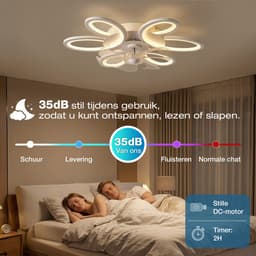 MUPOO Plafondventilator met verlichting met App & Afstandsbediening-Bloem- Stil DC Motor- Dimbaar & 6 Snelheden- Winterstand- 65cm ventilator lamp voor Slaapkamer & Kantoor — thumbnail 5