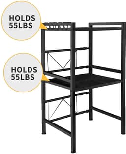 ZEYNOMAX - Dailygoods Uitschuifbare magnetron- en ovenstandaard voor magnetron, metalen magnetronplank met 6 hanghaken voor magnetr — thumbnail 2