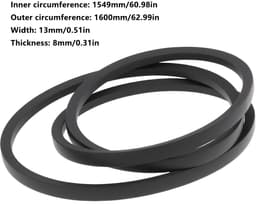 Dailygoods- Aandrijfriem Perfecte compatibiliteit - Vervangonderdeel GX26401 - Nauwkeurige afmetingen 1549 x 13 x 8 mm - Duurzaam rubber - Geschikt voor John Deere ZTrak - Grasmaaier Riem — thumbnail 4