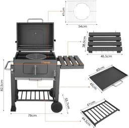 Seth Select Houtskoolgrill- Houtskoolbarbecue- Barbecue- Grill op houtskool- BBQ-Roker- Met handvat en klaptafel — thumbnail 2