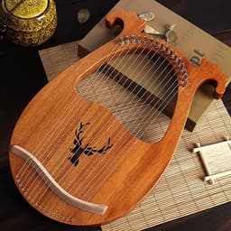Lyre Harp - Zeven-snarige Harp - Muziek Maken - Massief Mahoniehout - 16 Snaren - Natuurlijk Hout — thumbnail 2