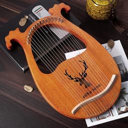 Lyre Harp - Zeven-snarige Harp - Muziek Maken - Massief Mahoniehout - 16 Snaren - Natuurlijk Hout — thumbnail 3