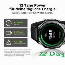 Anywise W1 Lite Smartwatch - Smartwatch Heren - Smartwatch Dames - 2026 Model - 1.43 HD AMOLED Touchscreen - Stappenteller - Hartslagmeter - Saturatiemeter (SpO2) - Bluetooth Oproepen - IOS & Android - Screenprotector - Zwart — thumbnail 5