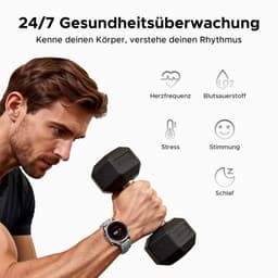 Anywise W1 Lite Smartwatch - Smartwatch Heren - Smartwatch Dames - 2026 Model - 1.43 HD AMOLED Touchscreen - Stappenteller - Hartslagmeter - Saturatiemeter (SpO2) - Bluetooth Oproepen - IOS & Android - Screenprotector - Zwart — thumbnail 2