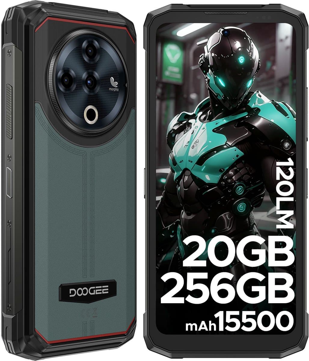 DOOGEE Fire6 Power - Robuuste Smartphone - 20 RAM +256GB ROM / 2 TB TF - 15500mAh/33W- 3-in-1 Reverse Charging/18 W - 6.56 Inth 90Hz - Android 14 - 50MP AI Camera - 120 lm zaklamp - Groen — afbeelding 1