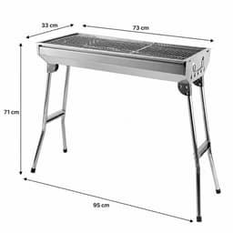 Velmio Barbecue - Opklapbaar - Houtskoolgrill - Camping barbecue - Roestvrijstaal - Opvouwbaar - Zilver/Metaal - — thumbnail 2