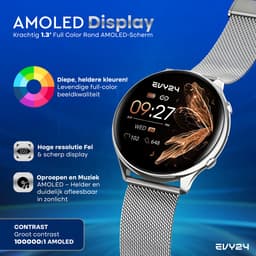 Evy24 Smartwatch Pro 42mm - Smartwatch Dames - Horloge met Belfunctie - Sporthorloge Dames - AMOLED - Bloeddrukmeter - Stappenteller - Android en iOS - Zilver — thumbnail 10