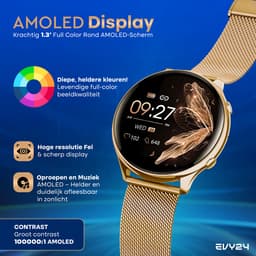 Evy24 Smartwatch Pro 42mm - Smartwatch Dames - Horloge met Belfunctie - Sporthorloge Dames - AMOLED - Bloeddrukmeter - Stappenteller - Android en iOS - Roségold — thumbnail 9