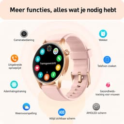 Smartwatch Dames - Bluetooth Bellen - 1.43'' AMOLED Ultra Clear Display - Ultradun Design - Hartslag, Slaap & SpO2 Monitor - Geschikt voor iPhone, Samsung & Android - 100+ Sportmodi - IP65 Spatwaterdicht – 2 Bandjes — thumbnail 11