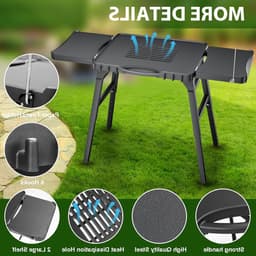 Draagbare Grill Trolley voor Enders Urban, Weber Q100/Q200/Q300 en Ninja Woodfire - Opvouwbare Buiten Grillstand met Ruime Werktafel en Verstelbare Hoogte voor Comfortabel Grillen — thumbnail 2
