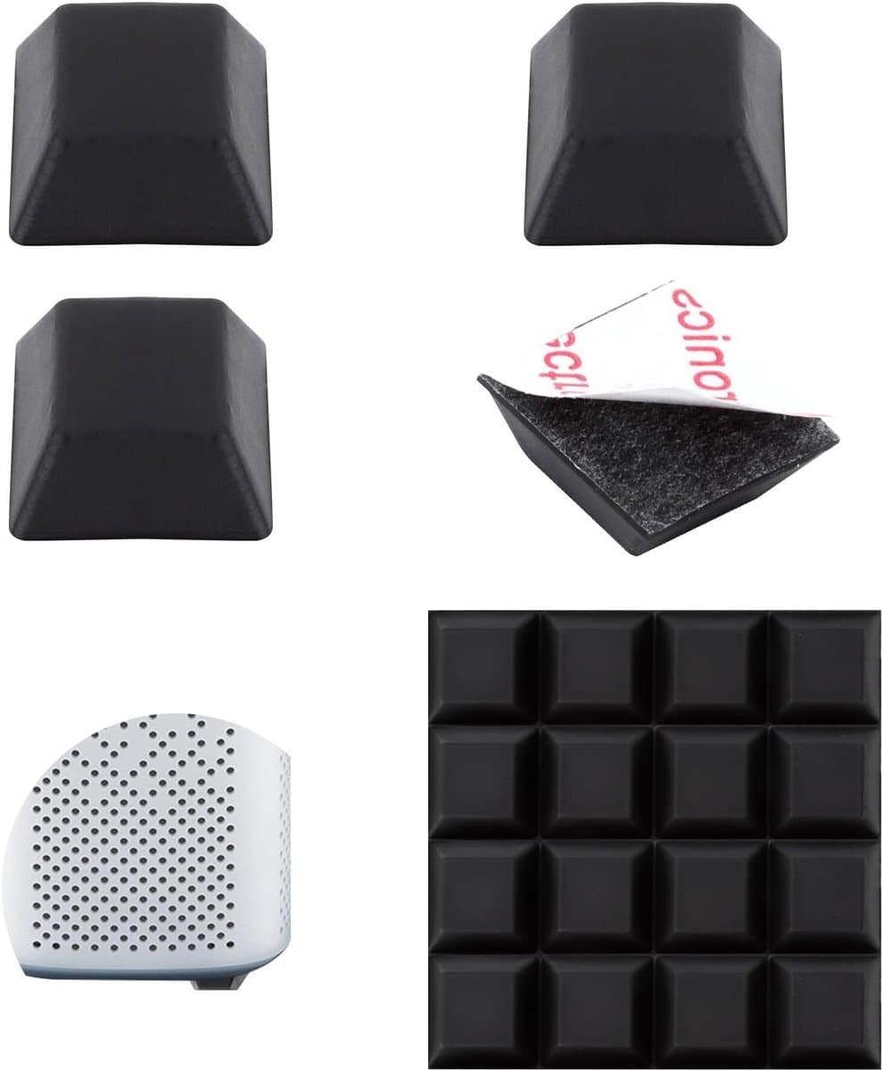 16 Stuks Zelfklevende Zwarte Siliconen Anti-Trillings Pads voor Meubels, Speakers en Elektrische Apparaten - Geluidsabsorberende Rubber Voetjes — afbeelding 1