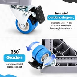 RaviSoll Wasmachine Verhoger – Universeel & Verstelbaar – Anti-Vibratie & Geluidsdempend – Met Remwieltjes – Max. 68x68cm – Voor Wasmachine, Droger & Koelkast – RVS Frame — thumbnail 4