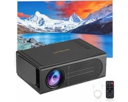 Mini HD 1080P-projector met afstandsbediening - Draagbare thuisbioscoop voor buiten, compatibel met HDMI/USB/laptop/iPhone/Android - Zwart