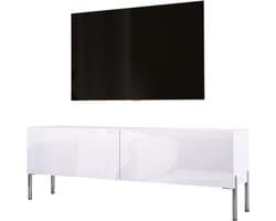 TV-meubel - Mediabureau Kast - Opbergen Entertainment - Modern Design - 140x52x32 cm - Wit Chroom