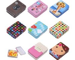 Set van 8 Metalen Blikjes met Deksel, 90 x 65 x 25 mm, Ideaal voor Kleine Voorwerpen en Creatieve Projecten