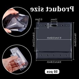 50 Stuks Kaart Naam Badge Houder - Waterdichte Plastic Pocket ID Houder voor Zorgprofessionals, Evenementen en Bedrijfsgebruik — thumbnail 3