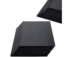 Pack van 10 Golfkarton Vellen 3 mm Dikte voor Bouwmodellen, Architectuur en Sand Table Projecten, 15 x 25 cm, Zwart