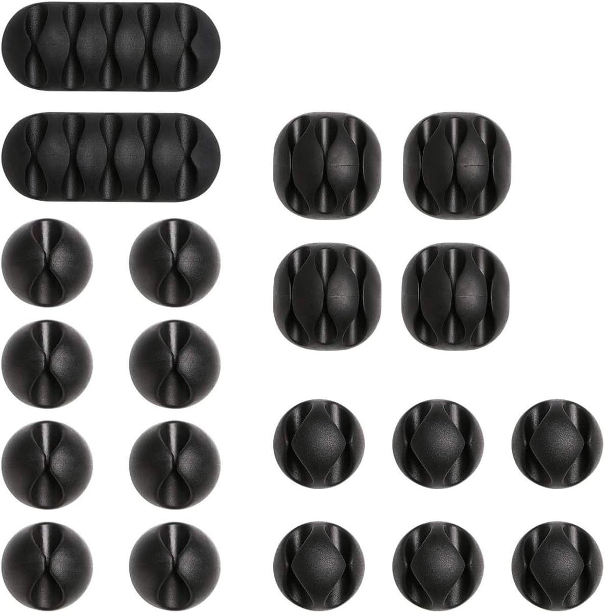 Multifunctionele Kabelclips voor Bureau, Houder voor Stroomkabels, USB Oplaadkabels en Audiokabels, Zwart, Verpakking van 20 Stuks — afbeelding 1