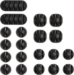 Multifunctionele Kabelclips voor Bureau, Houder voor Stroomkabels, USB Oplaadkabels en Audiokabels, Zwart, Verpakking van 20 Stuks — thumbnail 1