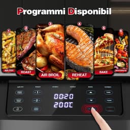 Heteluchtfriteuse - Dubbele mand - Gezond koken - Dubbele zone flexibiliteit - 11 liter capaciteit - Zwart — thumbnail 4