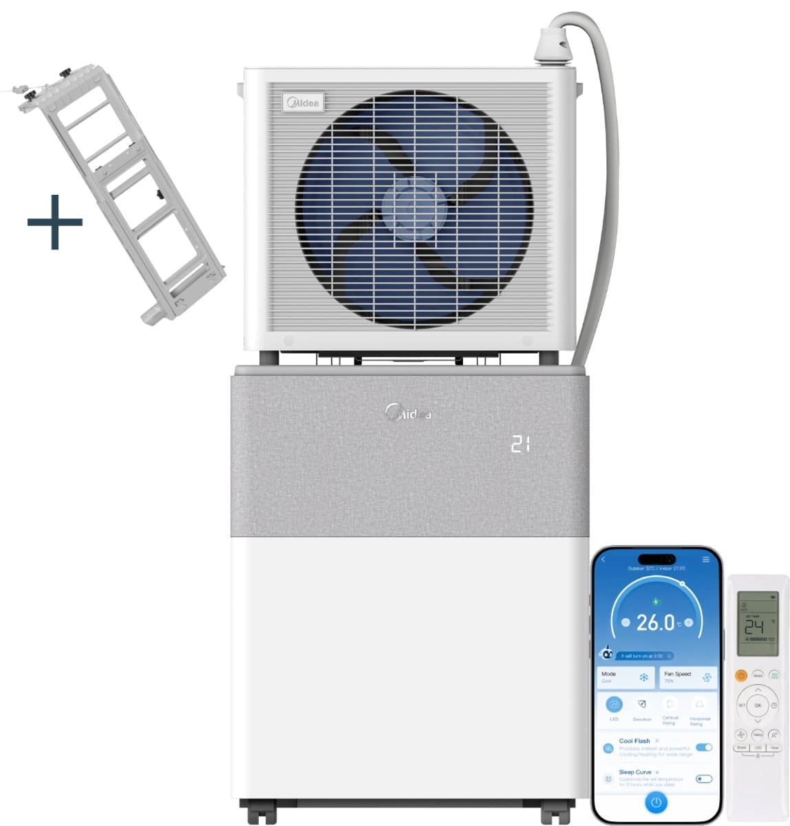 Midea PortaSplit Mobiele Split Airco - Inclusief Beugel voor Frans Balkon - 12.000 BTU - Koelen & Verwarmen - Met Wifi — afbeelding 1