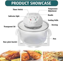 Heteluchtoven Airfryer - Multicooker Grill - Gezond Koken - Grote Glazen Pan - 17 Liter Capaciteit - Transparant — thumbnail 5