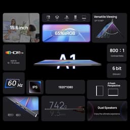 UrbanSelect Protable Monitor - Draagbare Monitor - 15.6 Inch - 178° brede kijkhoek - 60Hz - HDR - Luidsprekers - 1920 × 1080 HD — thumbnail 2