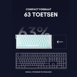 EWEADN Mechanisch Gaming Toetsenbord 60% Draadloos - RGB Verlichting - Rode Switches - Compact Mini Keyboard - Wit — thumbnail 2
