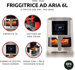 Heteluchtfriteuse - Airfryer - Gezond Frituren - Grote Capaciteit - 6 Liter - Wit — thumbnail 5