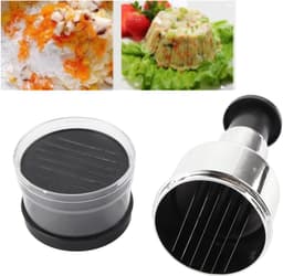 Handmatige Hakmolen - RVS - Ui en Knoflook Snijder - Hakker met Drukknop - RVS Groentesnijder - Keukenhulp voor Uien, Groenten & Kruiden - Vaatwasserbestendig - Handmatige Food Processor - Zilver/Zwart — thumbnail 5