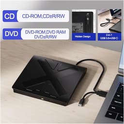 Externe DVD Brander - Draagbare Lezer - Bestanden Archiveren - USB 3.0 Type C - 2 MB Cache - Zwart — thumbnail 4