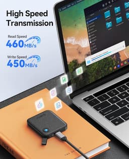 Draagbare SSD - Externe Opslag - Snelle Data Overdracht - 2-in-1 Kabel - 1 TB - Zwart — thumbnail 5