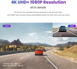Cherrys Finds - Dashcam - Dashcam Met Voor- En Achtercamera - 4K Ultra HD - Dashcam voor auto - Met 64GB SD Kaart - Zwart — thumbnail 3