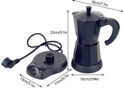 Allero Percolator - Percolator Elektrisch - Elektrische Koffiemachine - Zwart - 300 ML - 220-240V - Espressomachine - 6 Kopjes — thumbnail 2
