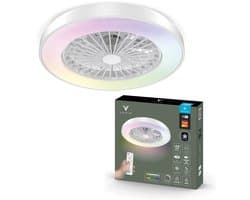 Varin® Plafondventilator met verlichting - Wit - Tuya Wifi - LED 30W RGBW - Ø 50cm - Super stil - Afstandsbediening - Smart lamp - Plafondlamp - Plafonniere - Plafondlampen - Plafond lamp - Verlichting kinderkamer slaapkamer woonkamer - Ventilator — afbeelding 1