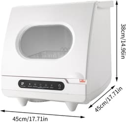 Mini Vaatwasser - Compacte Tafelmodel - Snel Servies Reinigen - Vijf Wasprogramma's - 45 x 45 x 38 cm - Wit — thumbnail 5