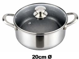 Cheffinger, Kookpan 20cm 3L met Anti-aanbak Honingraatcoating en Deksel, Zilver — thumbnail 4