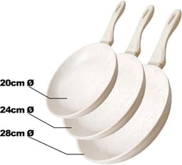 Signature Home, Set van 3 pannen 20 / 24 / 28 cm met minerale antiaanbaklaag, Beige — thumbnail 4