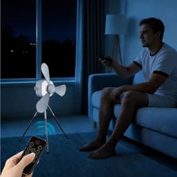 GELLDG Plafondventilator met Verlichting - Oplaadbare Ventilator met USB & 7200mAh Accu - 4 Windsnelheden, 3 Lichtstanden, Timer 2/4/8/12H - Geschikt voor Binnen en Buiten Gebruik - Incl. Afstandsbediening, Draagriem, Statief en Kabel — thumbnail 5