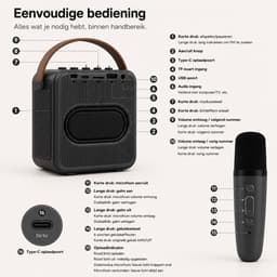 Sounix Draagbare Karaoke set - Incl. 2 draadloze microfoons - Bluetooth Speaker - Zwart — thumbnail 4
