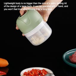 Elektrische Mini Hakmolen - Keukenmachine Knoflook - Snel Ingrediënten Snijden - Draadloos USB Oplaadbaar - 250 ml Inhoud - Cyaan Blauw — thumbnail 2