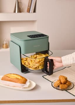 Heteluchtfriteuse - Airfryer - Gezond Koken - Glazen Schaal - 4.2L - Saliegroen — thumbnail 4