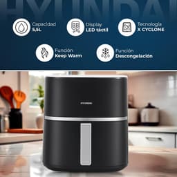 Airfryer Zonder Olie - Heteluchtfriteuse Frituurpan - Gezond Eten Bereiden - X-Cyclone Technologie - 55 Liter - Zwart — thumbnail 2